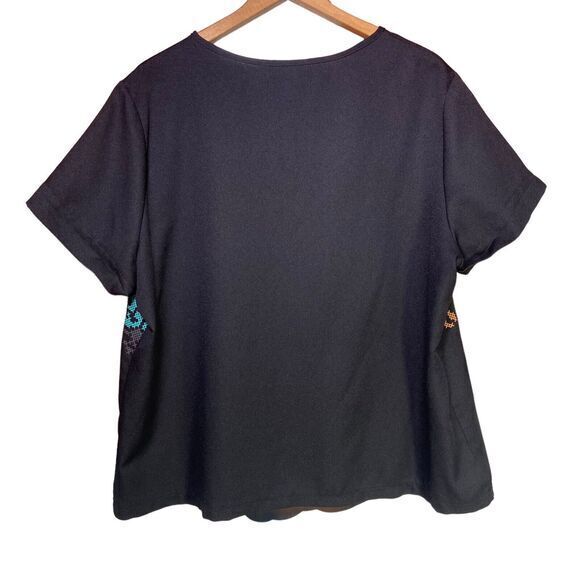 SHEIN CURVE Women Black Floral Print Short Sleeve Blouse Top Plus Size 1XL - Picture 2 of 8